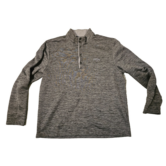 Callaway Sweater Mens XL Gray Heather Fleece Snap Mock Neck Golf Performance - Picture 1 of 5